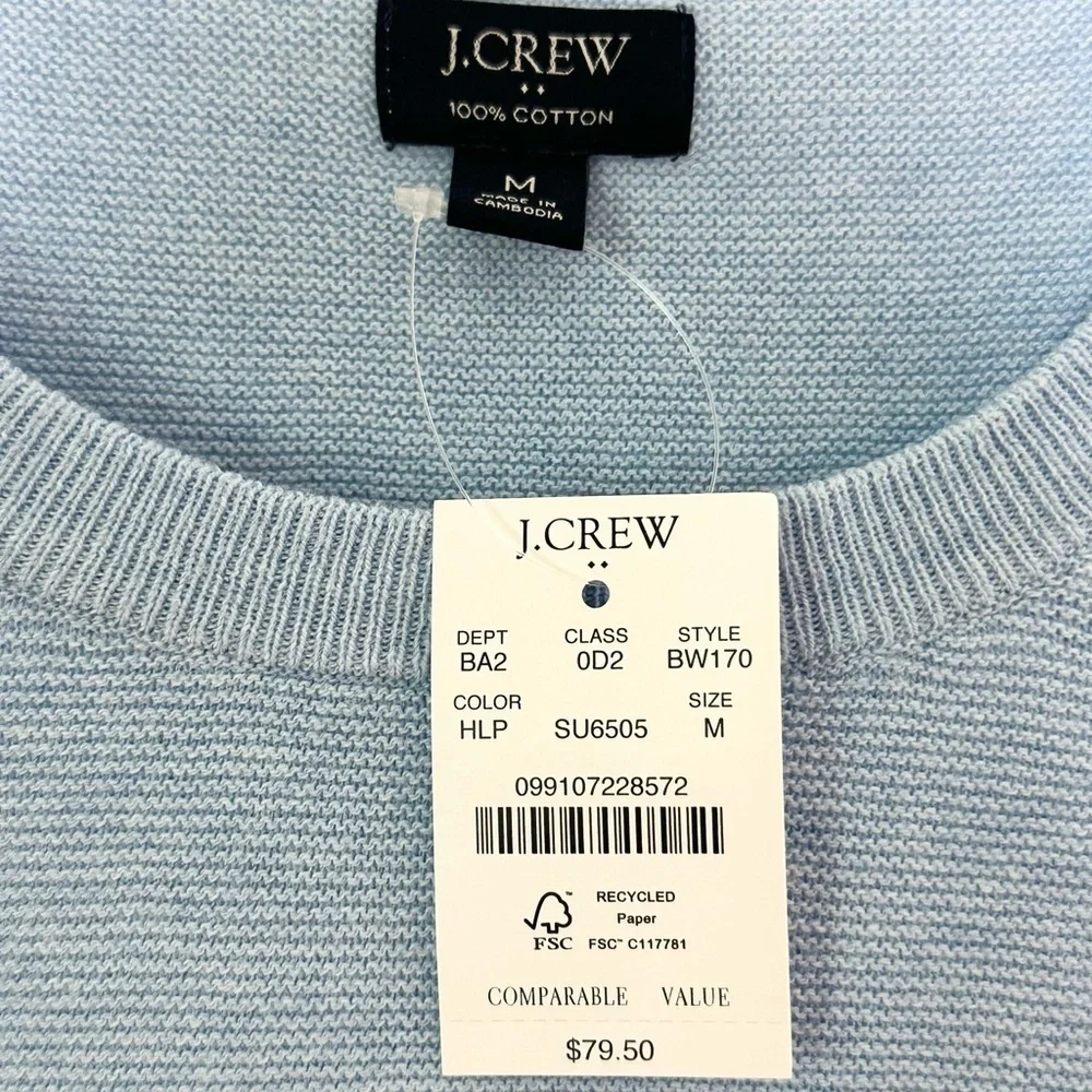 NWT J. Crew cotton crewneck Men's Light Blue Sweater